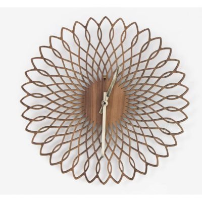 spirograph laser cut walnut clock
