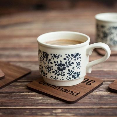 Geek Mac keyboard walnut drinks coasters
