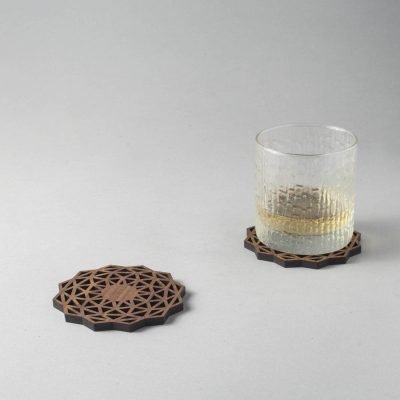 Whisky (complex) walnut drinks coasters, geometric