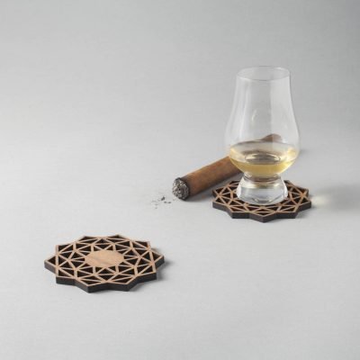 Whisky (simple) walnut drinks coasters, geometric
