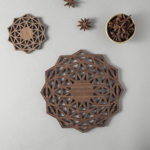 Whisky (simple) walnut drinks coasters, geometric